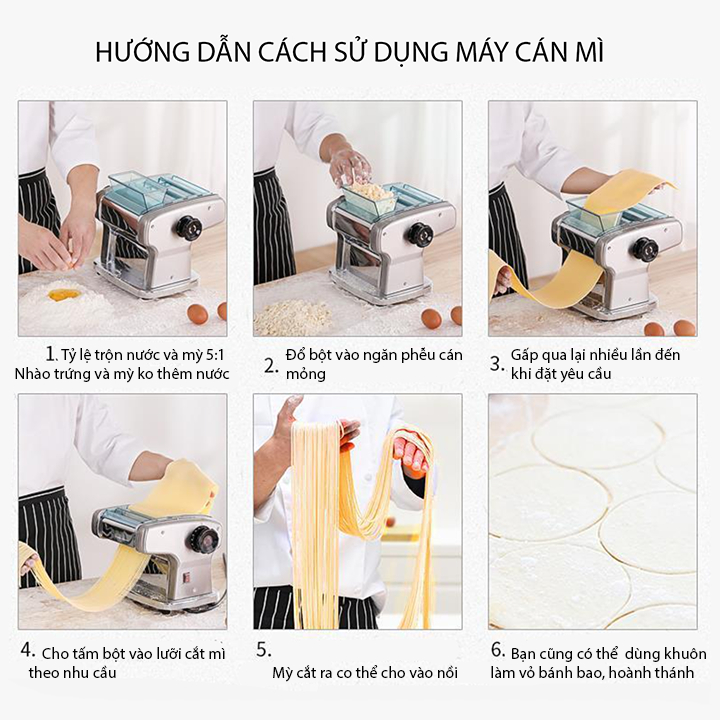 Máy cán mì chạy điện, cán mỏng bột vỏ bánh bao, pizza làm bánh canh