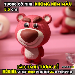 Tượng tô màu, GẤU DÂU 2D, size S, thạch cao trắng (Không kèm màu), luyện vẽ, decor