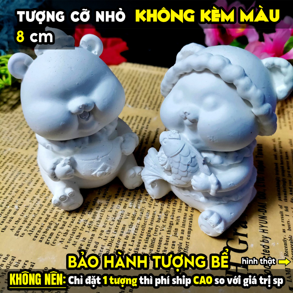 Tượng tô màu chọn mẫu, MÈO BABY Ú, size M, tượng thạch cao (Không kèm màu), tô tượng, đồ chơi cho trẻ
