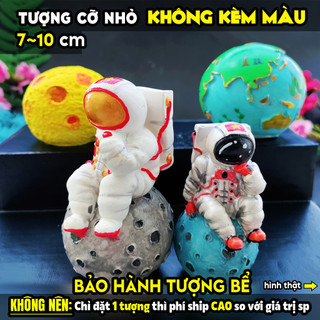 Tượng tô màu, phi hành gia, trái đất, mặt trăng, tượng thạch cao cao cấp, tô tượng