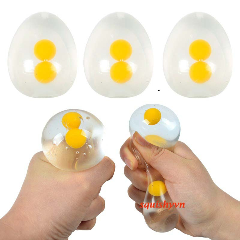 Trứng bóp trút giận 2 lòng đỏ trứng gà lòng đào squishy mochi