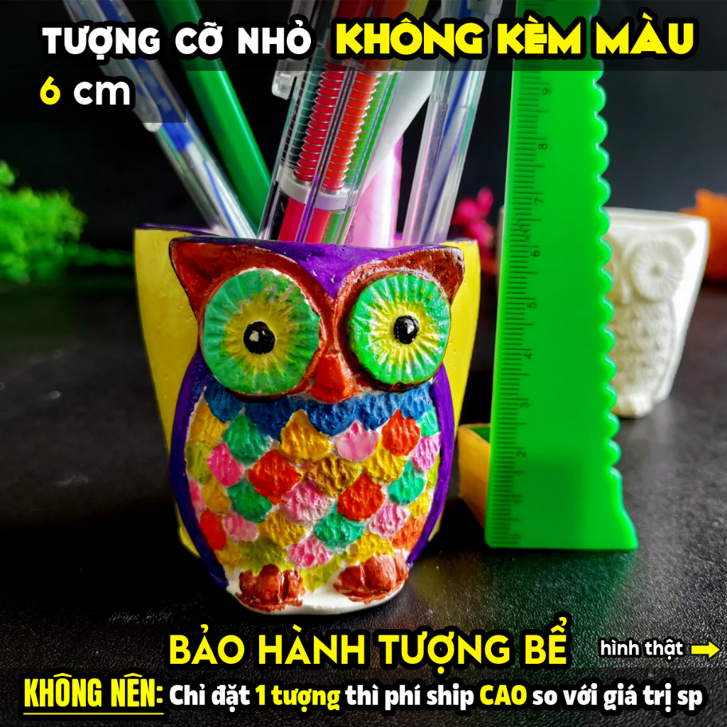 Tượng tô màu chọn mẫu, LỌ BÚT CÚ MÈO, size M, tượng thạch cao (Không kèm màu), tô tượng