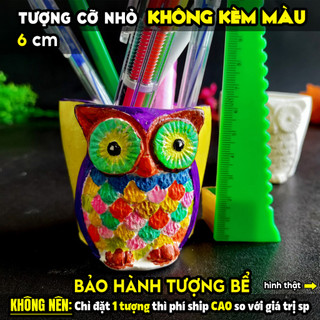 Tượng tô màu,  LỌ BÚT CÚ MÈO, size M, thạch cao trắng (Không kèm màu), luyện vẽ, decor