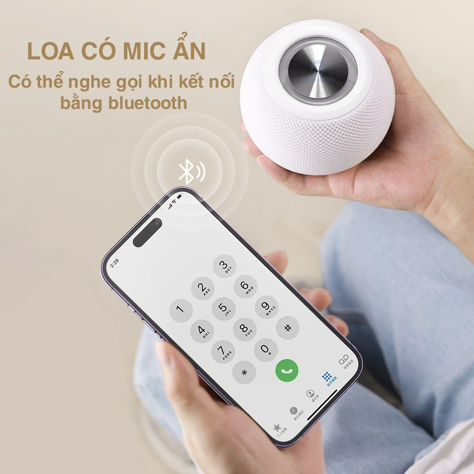 Loa bluetooth mini nghe nhạc không dây Rockspace S55 có micro nghe gọi nhỏ gọn, có đầu cắm usb thẻ nhớ - Hàng chính hãng