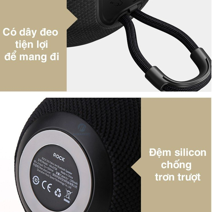 Loa bluetooth mini nghe nhạc không dây Rockspace S55 có micro nghe gọi nhỏ gọn, có đầu cắm usb thẻ nhớ - Hàng chính hãng