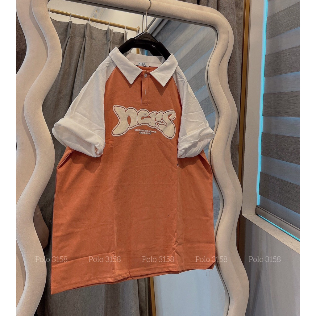 Áo Phông Polo Ngắn Tay 3158 Unisex Dáng Rộng Nam Nữ Cổ Bẻ Chất Cotton Khô viền Tay phối Màu- Áo Thun Ngắn Tay Raplang