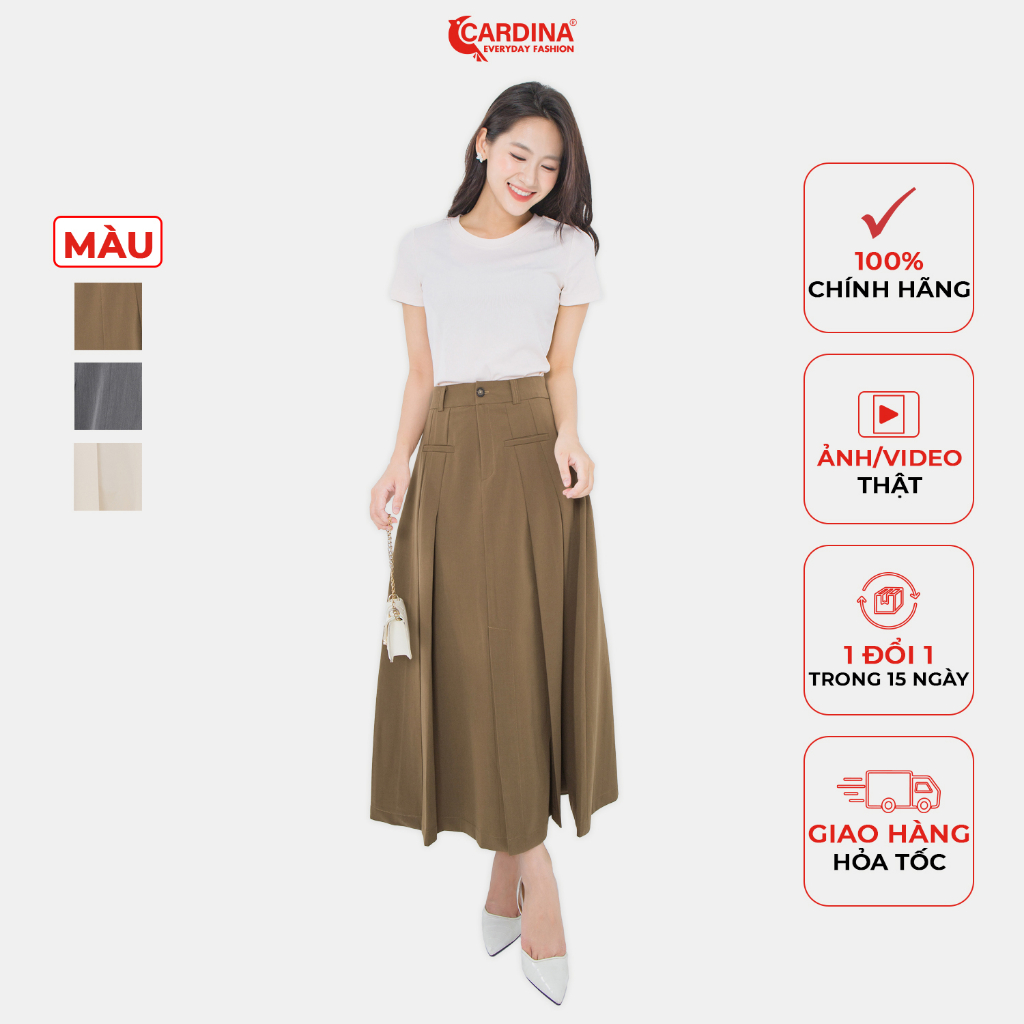 Chân Váy Nữ 𝐂𝐀𝐑𝐃𝐈𝐍𝐀 Chất Tuyết Mưa Hàn Cao Cấp Dáng Maxi Xếp Ly Xẻ Trước Thanh Lịch 3CV10