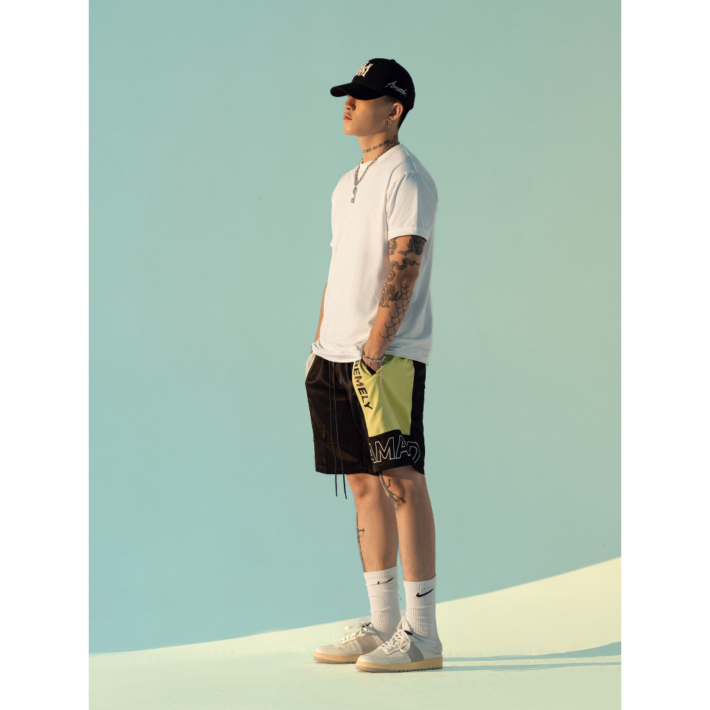 Quần Short Amand Color Puzzle Short - Black/ Dark green