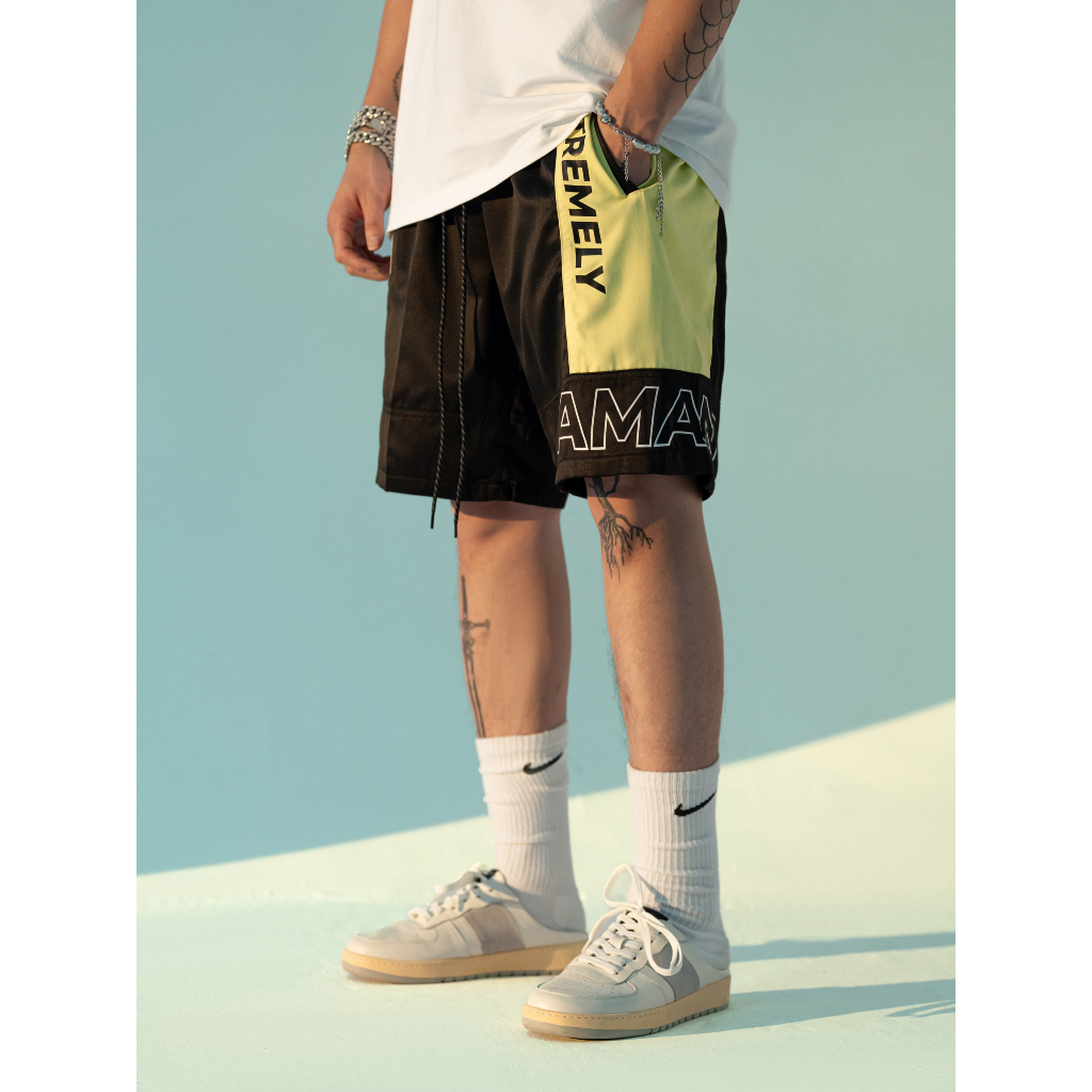 Quần Short Amand Color Puzzle Short - Black/ Dark green