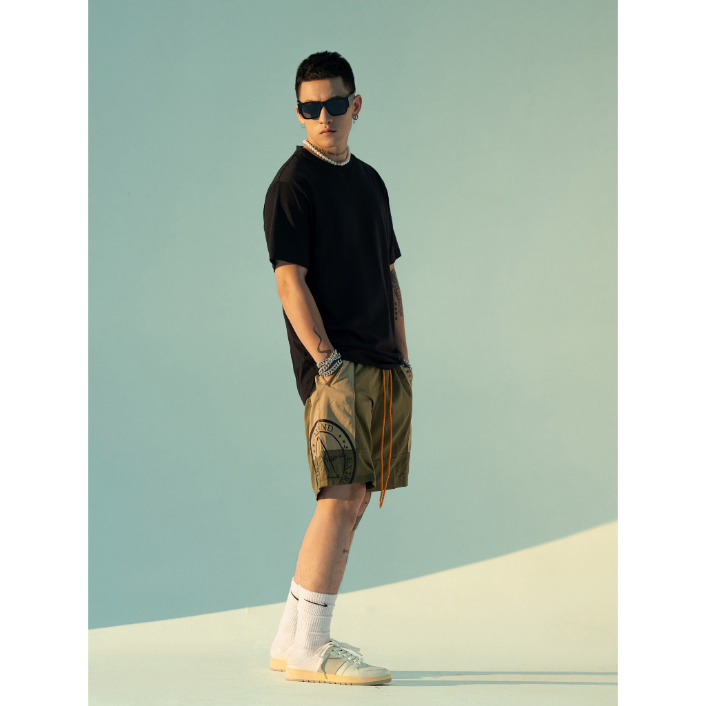 Quần Short Amand Color Puzzle Short - Black/ Dark green