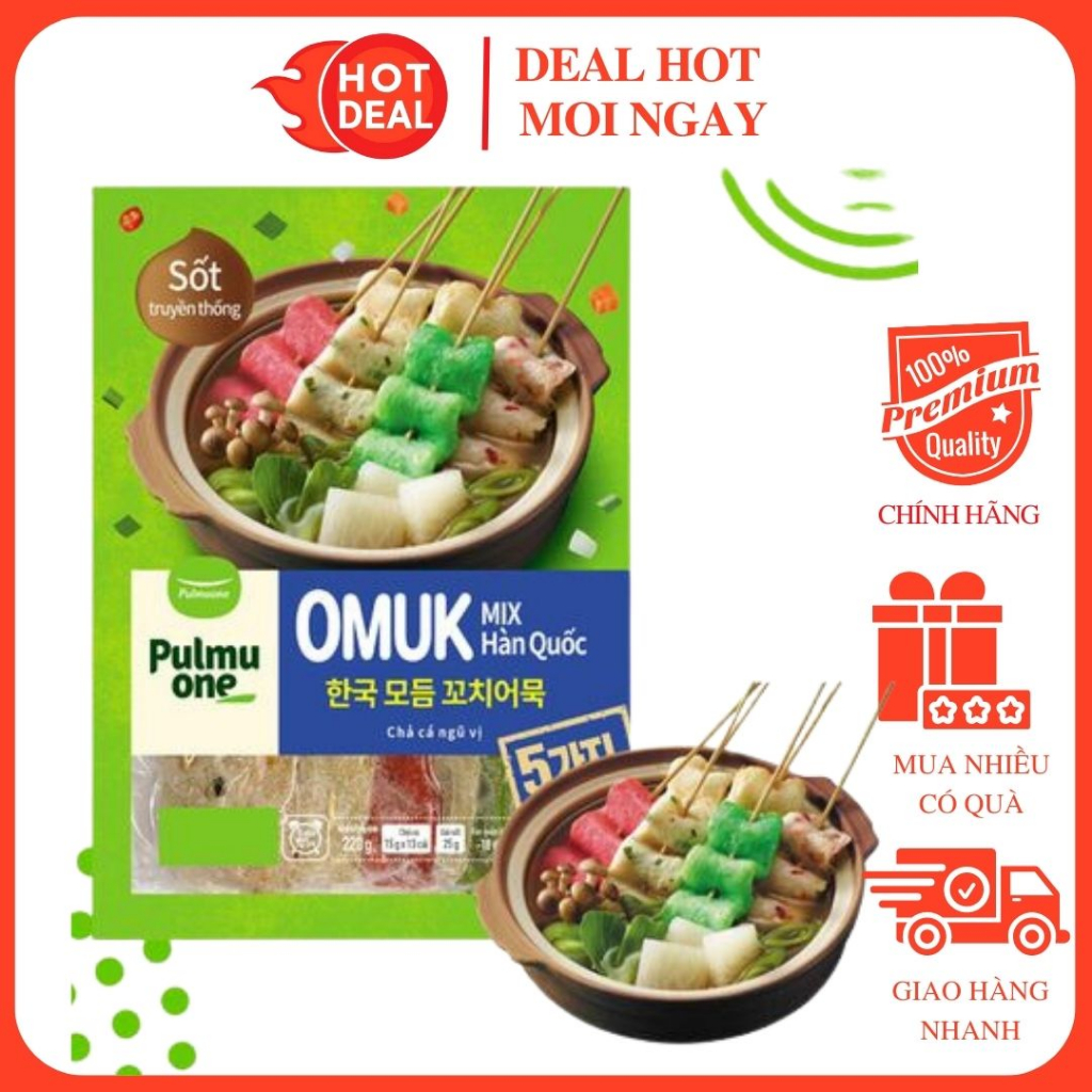 Omuk Mix Hàn Quốc Pulmuone Gói 222G - Chả Cá Đường Phố Nổi Tiếng Hàn Quốc