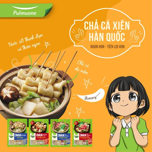 Chả Cá Xiên Omuk Hàn Quốc Vị Cay Pulmuone Gói 223G