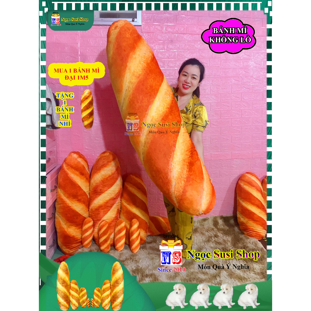 BÁNH MÌ NHỒI BÔNG 3D SIÊU TO ÔM NGỦ SIÊU MỀM MỊN - THÚ BÔNG BÁNH MÌ SIÊU ĐẸP