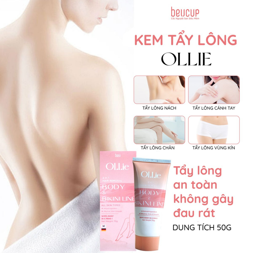 Combo 2 Kem tẩy lông OLLIE , tẩy lông vùng kín, nách, tay, chân 70G