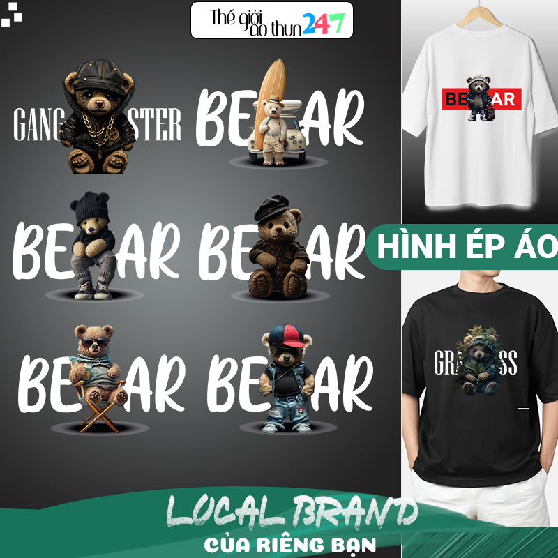 Hình Gấu 3D D14 ủi bằng bàn là, bàn ủi