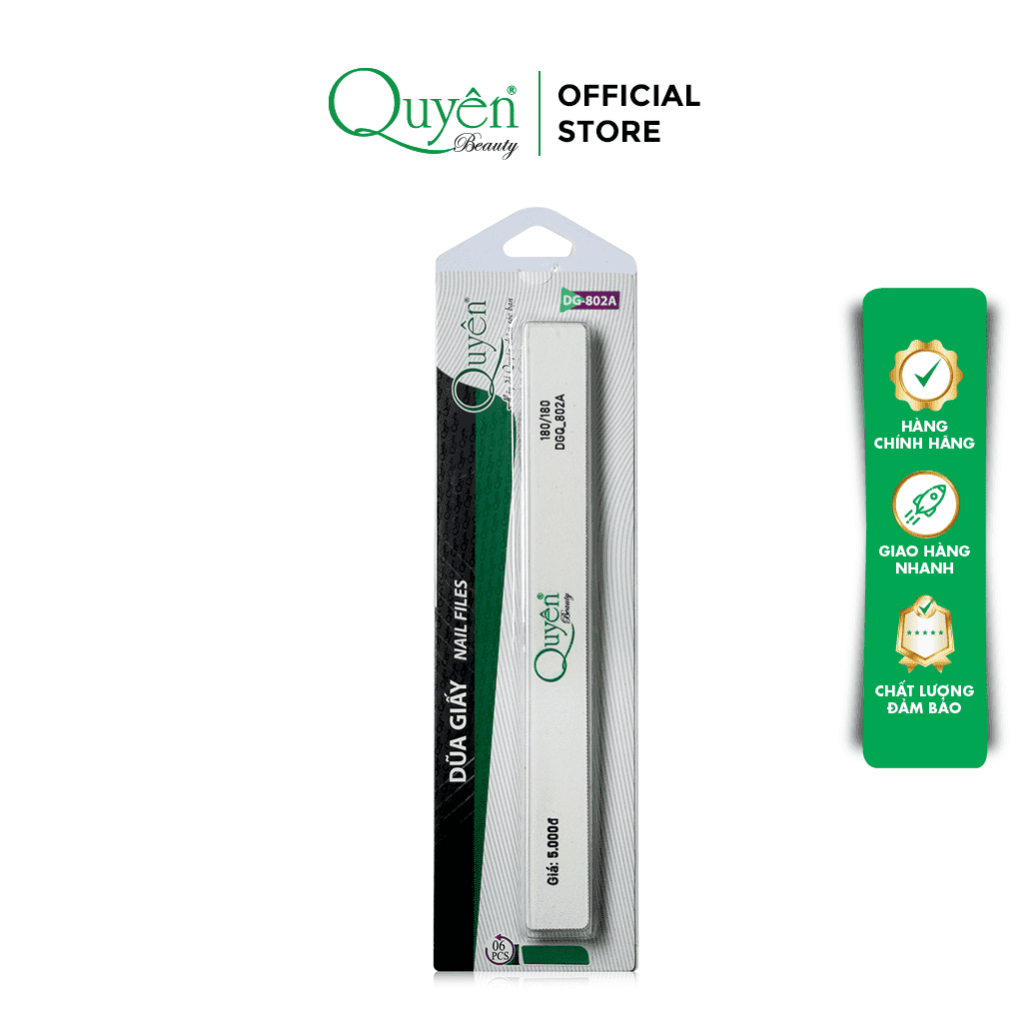 Dũa Móng Tay Giấy Cao Cấp Dụng Cụ Làm Nail Mỹ Phẩm Quyên Chính Hãng DGQ802 Vỉ 6 cây
