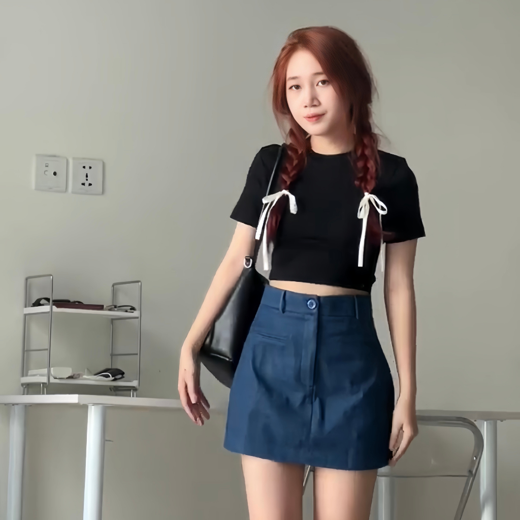 Áo croptop Zasic thun Zip đơn giản đủ màu A03