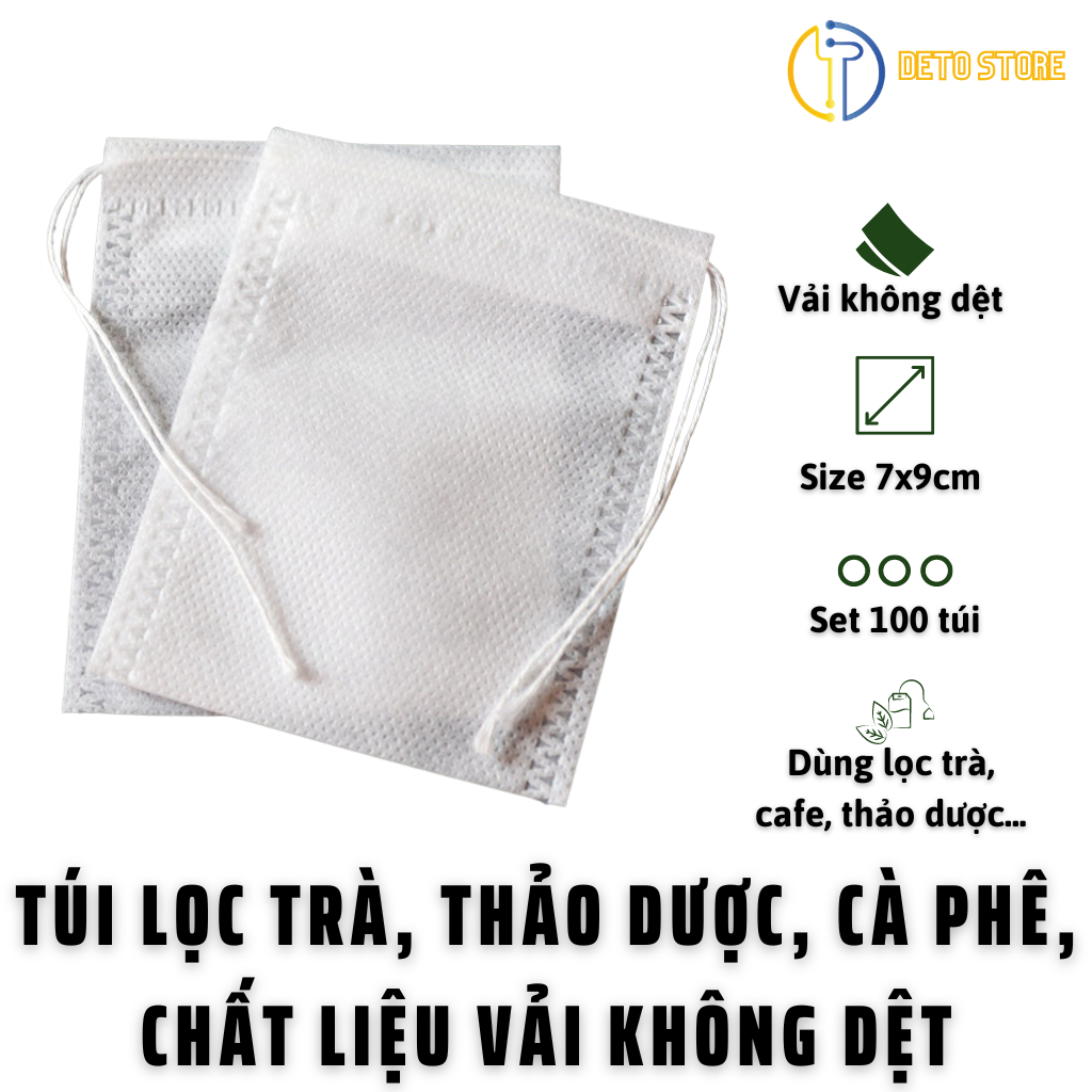 Túi Lọc Trà Chất Liệu Vải Không Dệt Chuẩn Thực Phẩm, Kèm Dây Rút Nhiều Size Có Tách Lẻ