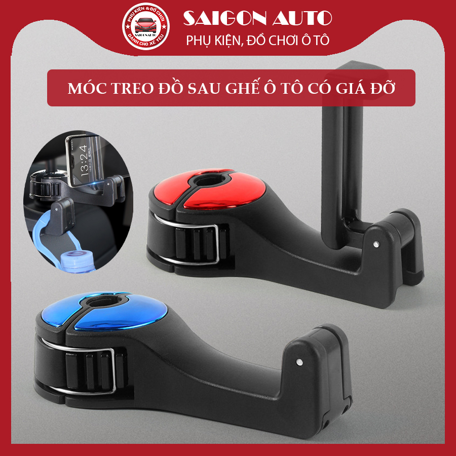 Móc Treo Đồ Kết Hợp Kẹp Điện Thoại Trên Vai Ghế Ô Tô Xe Hơi Đa Năng Tiện Lợi