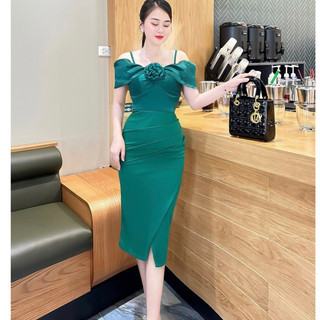 Váy đầm body trễ vai LAMINU thiết kế, váy hai dây dáng ôm sexy gợi cảm, vải umi co dãn