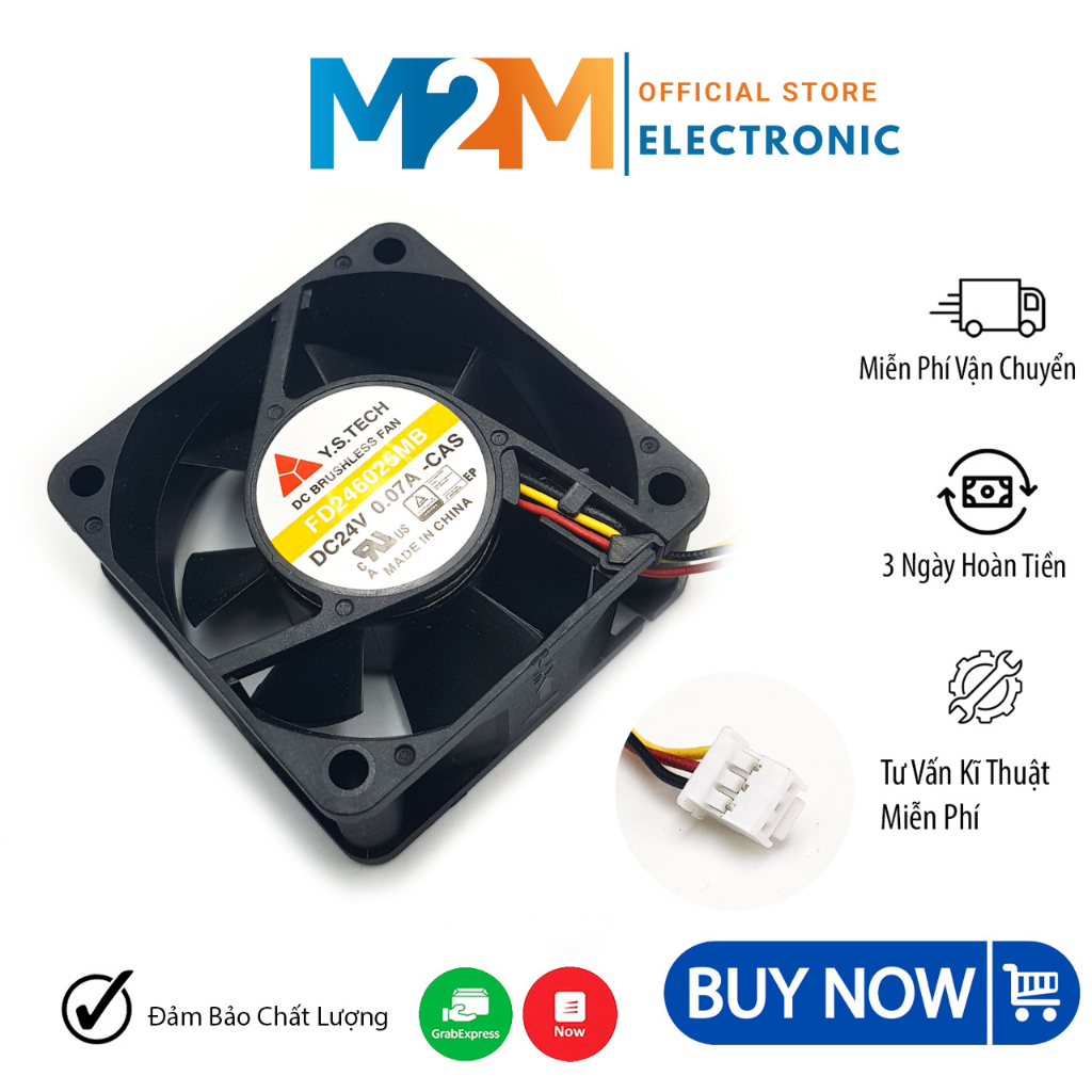 Quạt tản nhiệt 24V 0.07A 6x6x2.5CM Gió mạnh ăn dòng thấp gió 3700RPM 3 Dây 2 Dây ShopHuyenTrang
