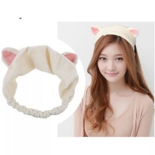 Băng đô tai mèo trắng hồng