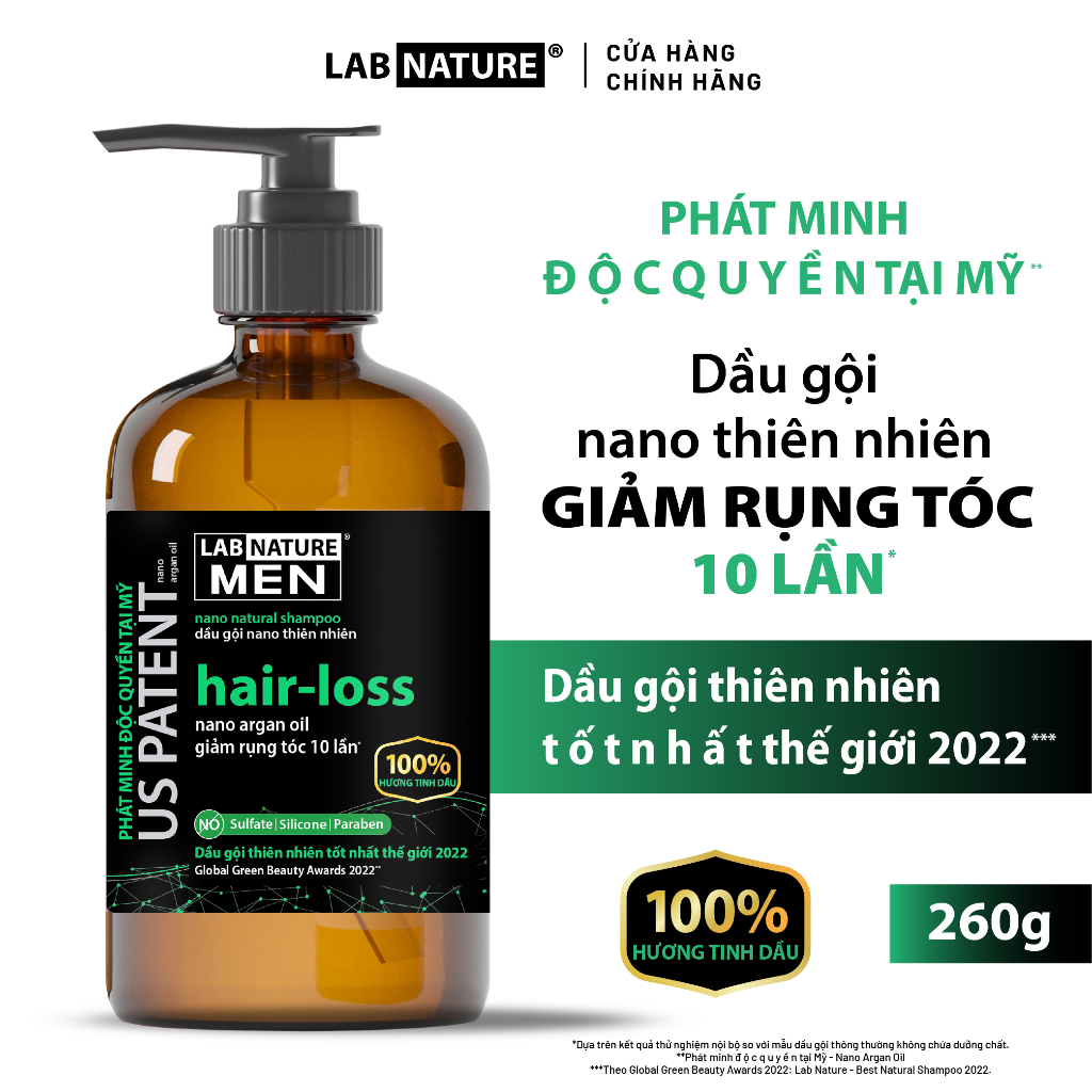 Dầu gội Lab Nature Men Hair-loss 260g - Công nghệ Nano Giảm Rụng Tóc 10 Lần