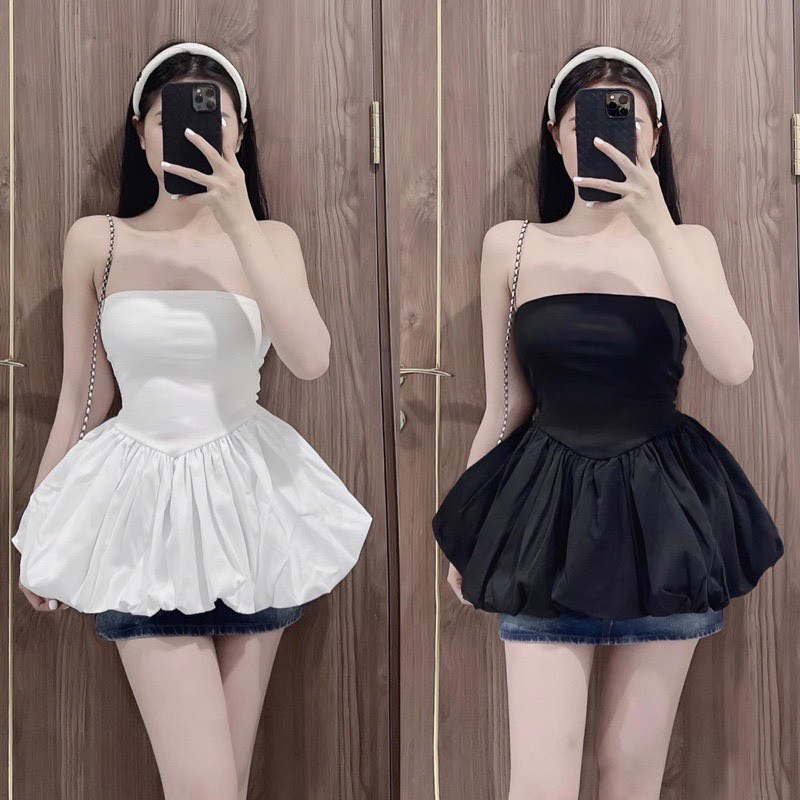 Áo quây bồng 2 lớp lưng chạy chun TTA876