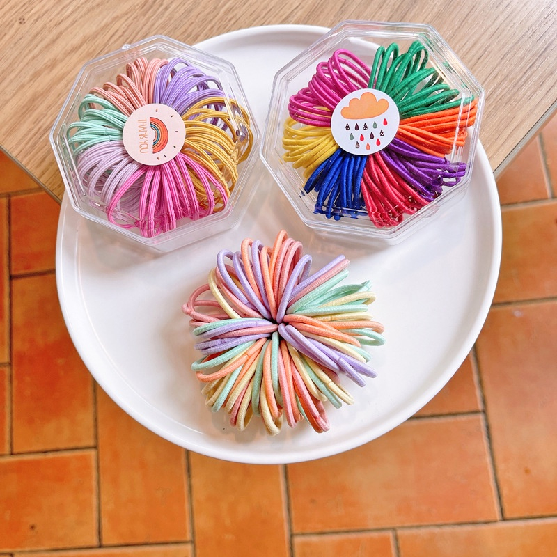 Dây buộc tóc cho bé gái nhiều màu sắc hộp 60 chiếc
