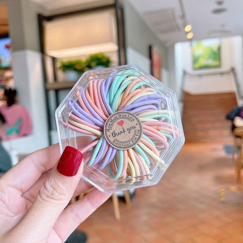 Dây buộc tóc cho bé gái nhiều màu sắc hộp 60 chiếc