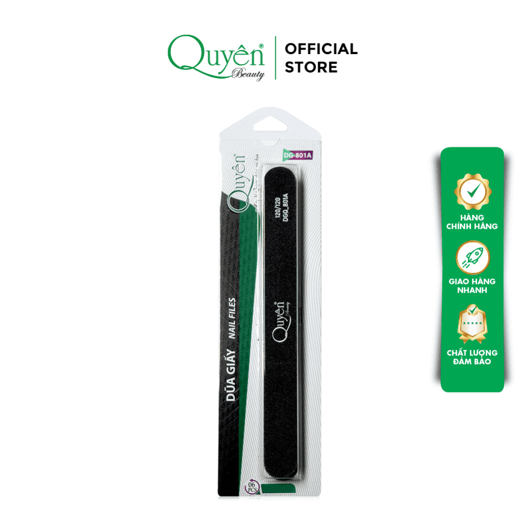 Dũa Móng Tay Giấy Cao Cấp Dụng Cụ Làm Nail Mỹ Phẩm Quyên Chính Hãng DGQ801 Vỉ 6 cây Chất Lượng Dễ Sử Dụng