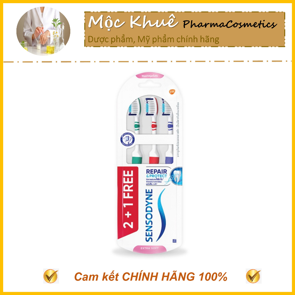 MUA 2 TẶNG 1 Combo 3 Bàn chải đánh răng Sensodyne Repair & Protect Extra Soft bàn chải lông mềm cho răng ê buốt nhạy cảm