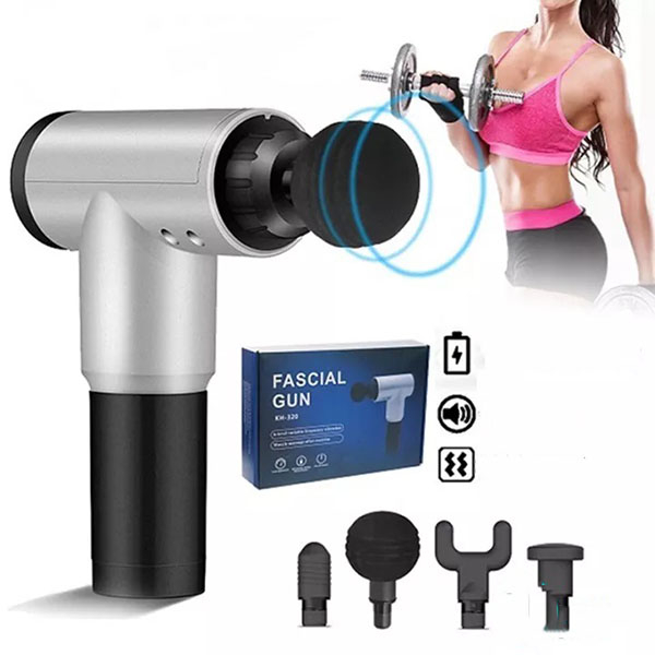 Máy Massage Cầm Tay 4 Đầu 6 Chế Độ - Súng Massage Giảm Co Cứng Cơ Đa Năng Bảo Hành 12 Tháng