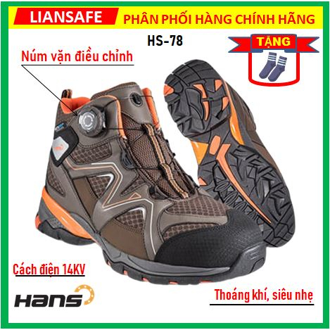 Giày bảo hộ cổ cao Hàn Quốc Hans HS78 cách điện chống đinh dáng thể thao thời trang đi công trình công trường