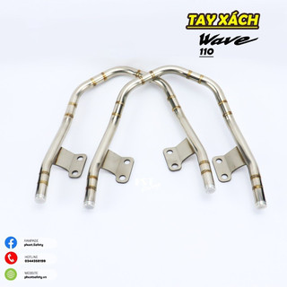 Tay dắt xe máy wave 110, wave 100 , cảng sau Sirius form chuẩn TT, vân hàn titan, khò màu titan