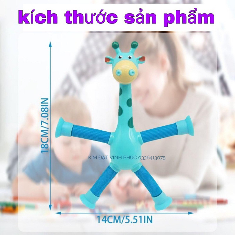 Đồ chơi Lò xo hươu cao cổ có ống hút dính . hươu lò xo kéo dãn đèn sáng