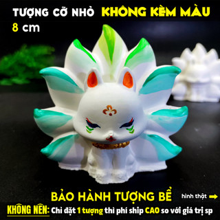Tượng tô màu, CÁO 9 ĐUÔI, size L, thạch cao trắng (Không kèm màu), luyện vẽ, decor