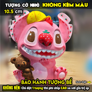 Tượng tô màu, STITCH NGỒI SIÊU ĐÁNG YÊU, size L, thạch cao trắng (Không kèm màu), luyện vẽ, decor