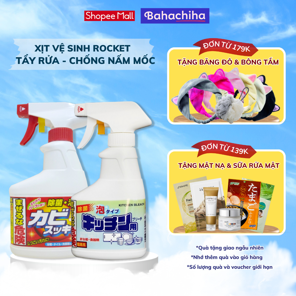 Xịt vệ sinh diệt khuẩn chống nấm mốc Rocket S Select vệ sinh bếp, nhà tắm, nhà vệ sinh 300ml Nhật Bản - Bahachiha