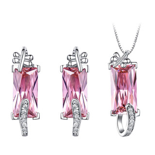 Bộ dây chuyền bông tai bạc morganite phong thủy may mắn Udumbara