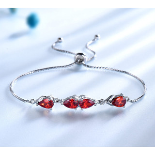 Vòng tay bạc đá garnet phong thủy may mắn Udumbara