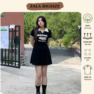 Váy xoè nữ, Đầm Thun Cổ POLO Dáng Ôm In Họa Tiết Chất Liệu Cotton Co Giãn, Thoáng Mát - Có dành cho Bigisze