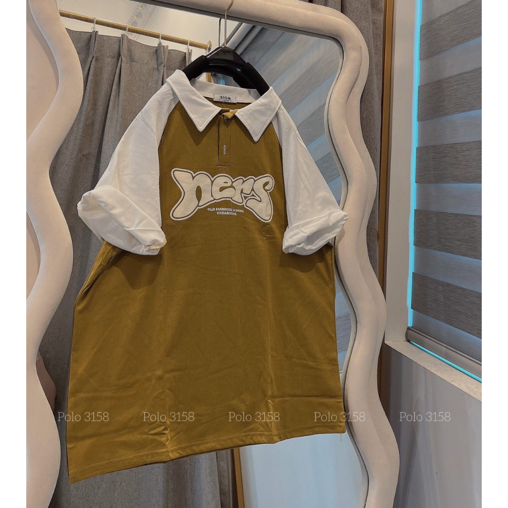 Áo Phông Polo Ngắn Tay 3158 Unisex Dáng Rộng Nam Nữ Cổ Bẻ Chất Cotton Khô viền Tay phối Màu- Áo Thun Ngắn Tay Raplang