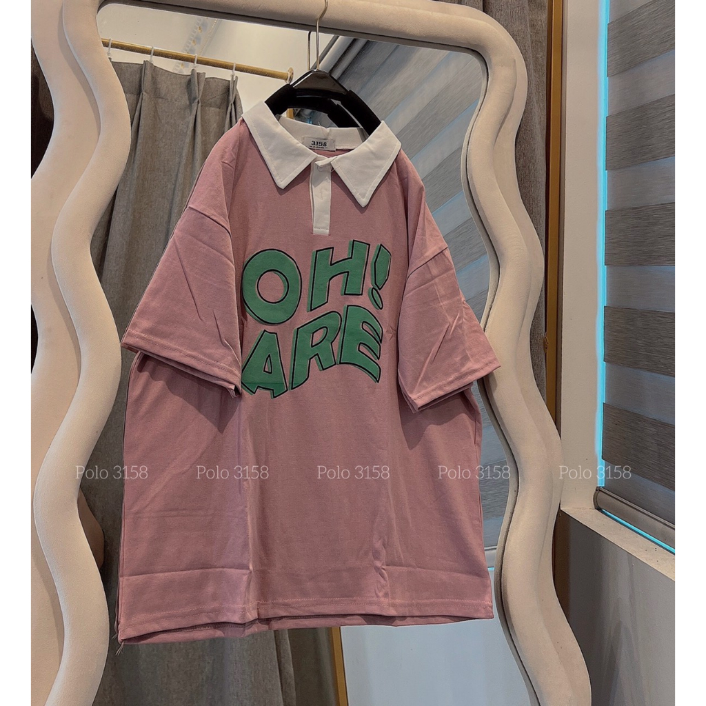 Áo Phông Polo Ngắn Tay 3158 Unisex Dáng Rộng Nam Nữ Cổ Bẻ Chất Cotton Khô viền Tay phối Màu- Áo Thun Ngắn Tay Raplang