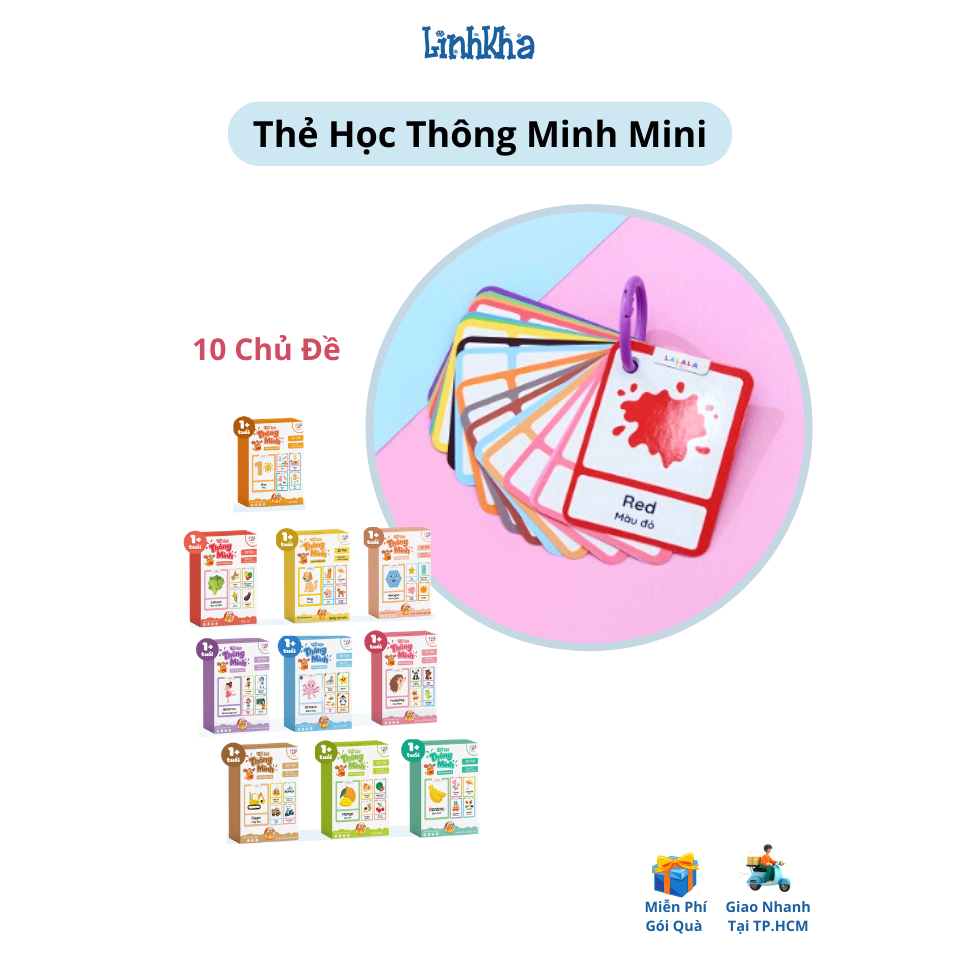 Thẻ học thông minh Mini Flashcard song ngữ Anh - Việt nhiều chủ đề cho bé thương hiệu Lalala baby