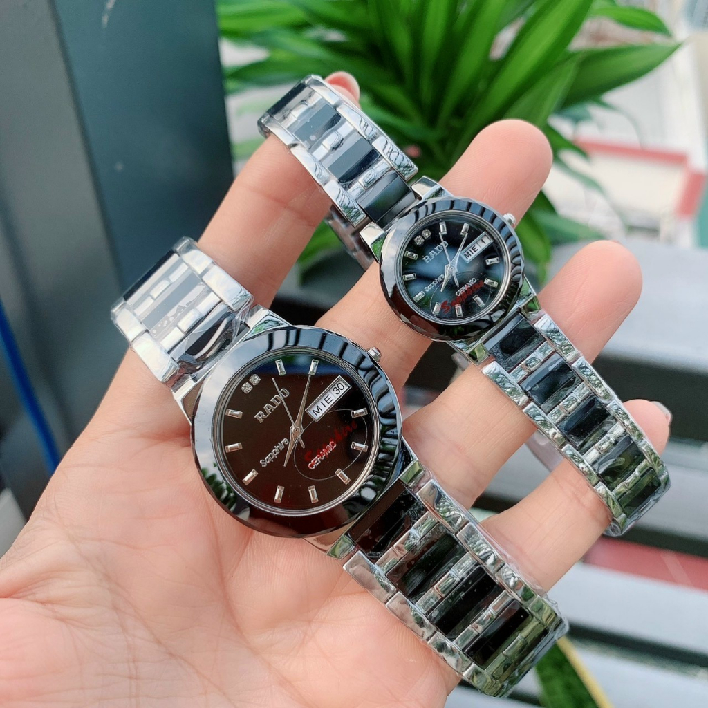 Đồng Hồ Nam Nữ  RaaDor Dây Kim Loại + Đá Chạy 2 Lịch