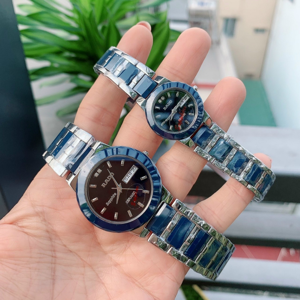 Đồng Hồ Nam Nữ  RaaDor Dây Kim Loại + Đá Chạy 2 Lịch