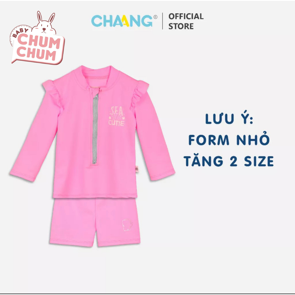 [BABY CHUMCHUM] Bộ Bơi Khóa Giữa Dài Tay Pool Hồng CHAANG SS23