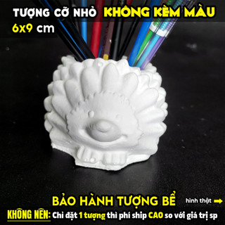 Tượng tô màu, NHÍM LỌ BÚT, size L, thạch cao trắng (Không kèm màu), luyện vẽ, decor