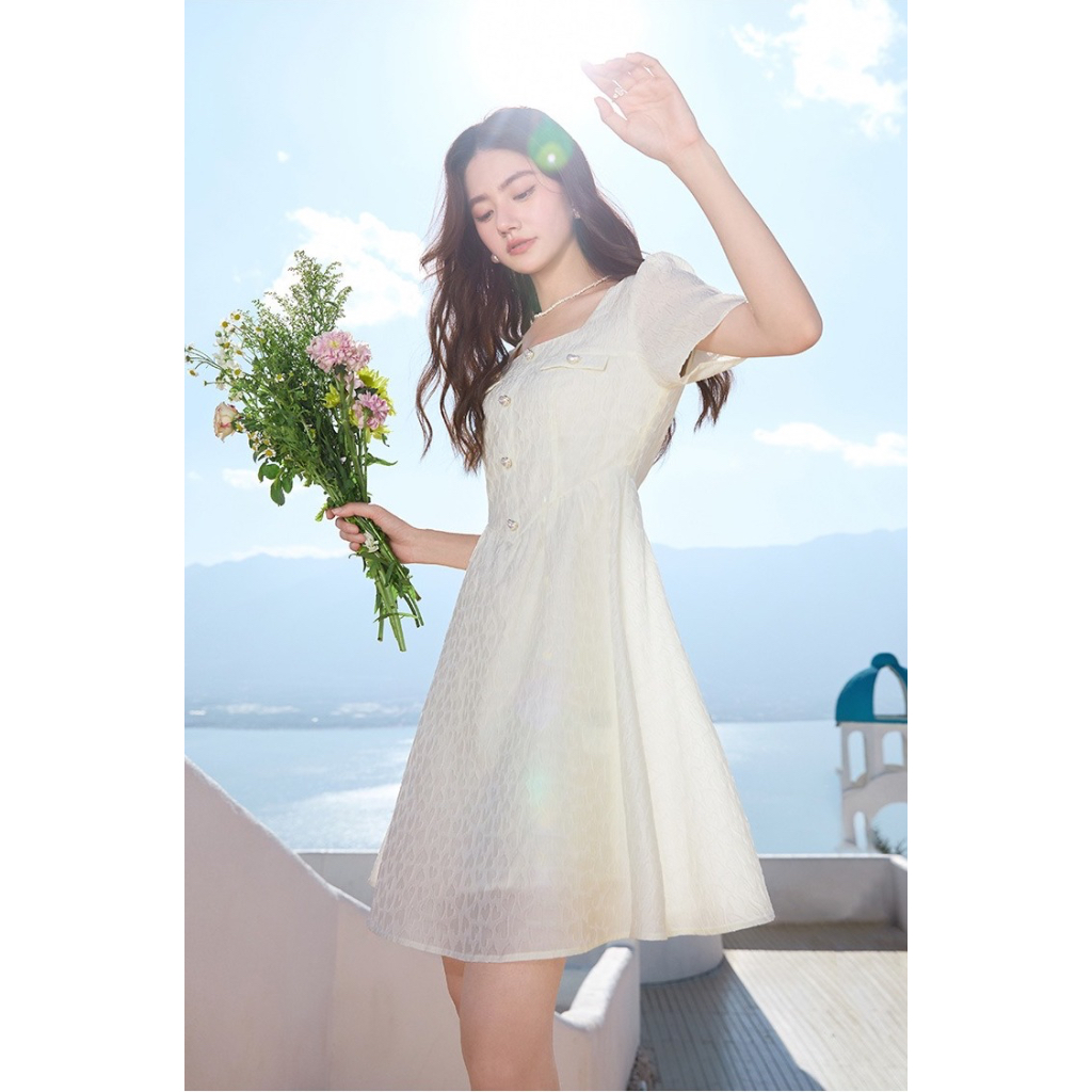 Z547 Váy cổ vuông xuất dư của X.YING